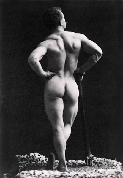 vintage strongman-eugene-sandow-posing-nude 1885?