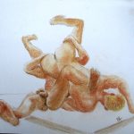 Roman style wrestling art by Chris