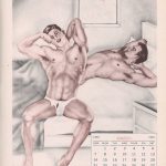 Vintage-Calendar-Men-1965-in-bed