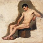 art-19th-century-French-School.-Male-Model.-Oil-on-paper-laid-on-canvas