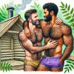 art gay hairy hug