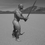 vintage-naked-public-sword man warrior wolf