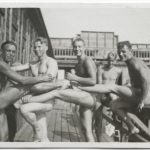 vintage swimmers marines poolside ww2