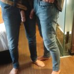 AJ cocks in blue jeans