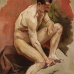 art Sitting Male Nude”, by Friedrich August von