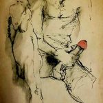 erotic drawings art Egon Schiele. Autoportrait. Signed 1916-1917