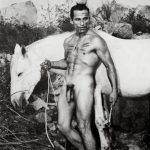 vintage naked lad with horse