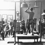 vintage male model Life-drawing-class_Art-Academy-of-Cincinnati 1930s